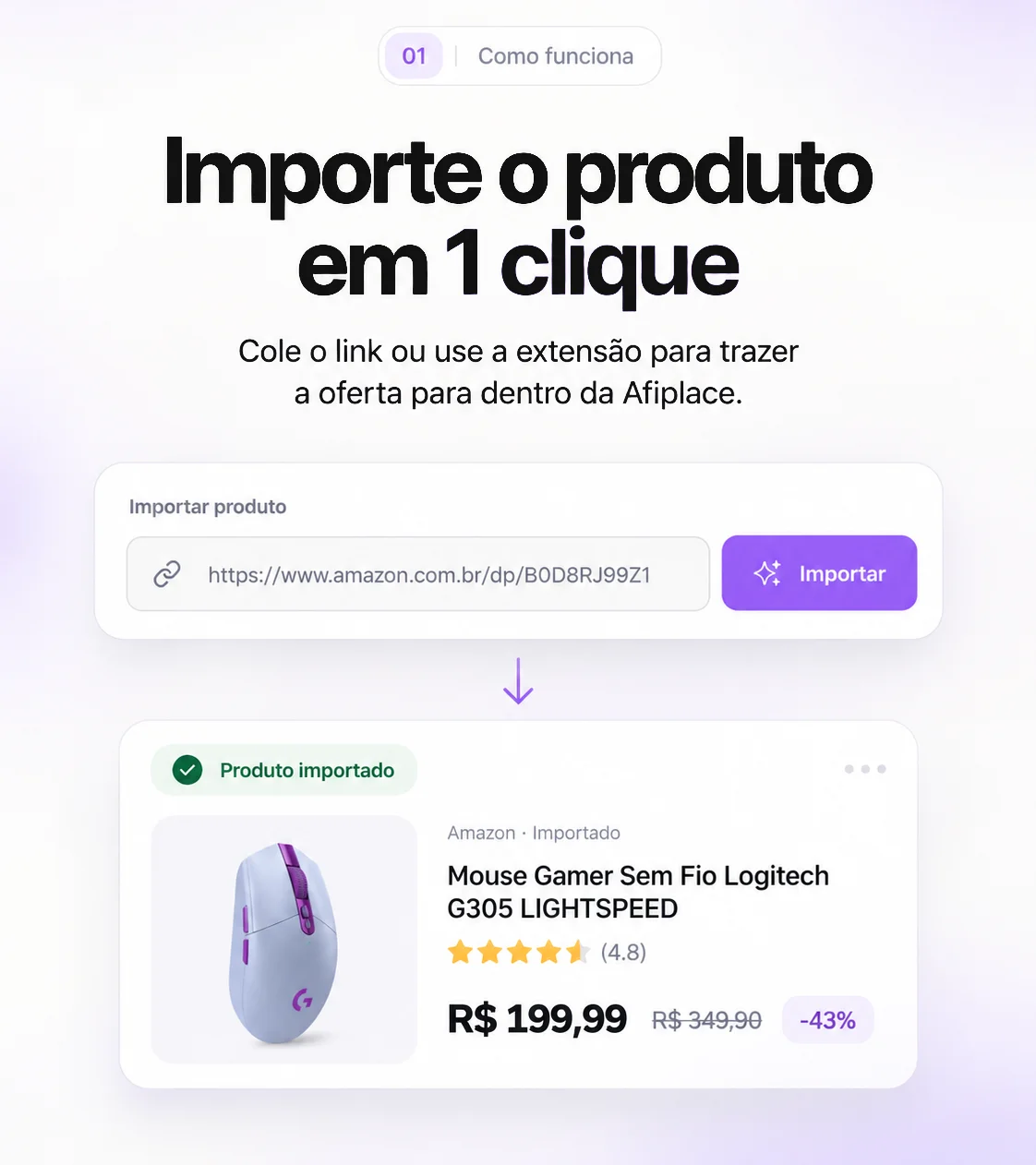 Como funciona 01: importe o produto em 1 clique